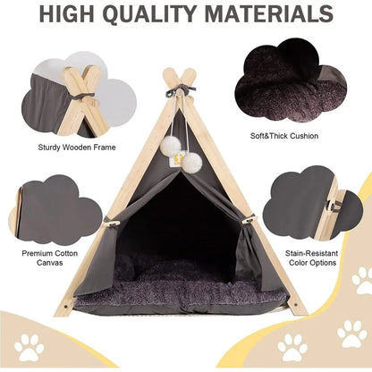 Pet Tent House Foldable and Removable Portable Comfortable and Breathable Cat House Stable Dog House with Thick Pad Pet Supplies