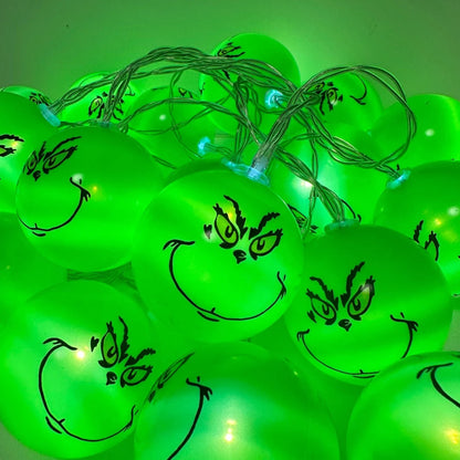 2024 Halloween Day Decoration Party String Lights Funny Green Balls Lights DIY Christmas Tree Decor Light Holiday Party Supplies