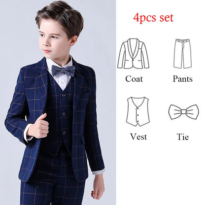 Children Boys Wedding Suit Spring Autumn 1-14 Years Teenager Kids Suits Outfits Set Formal Elegant Suits For Children