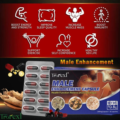 Best Male Supplements, Energy and Endurance Support - Booster for Men - Men's Muscle Enlargement