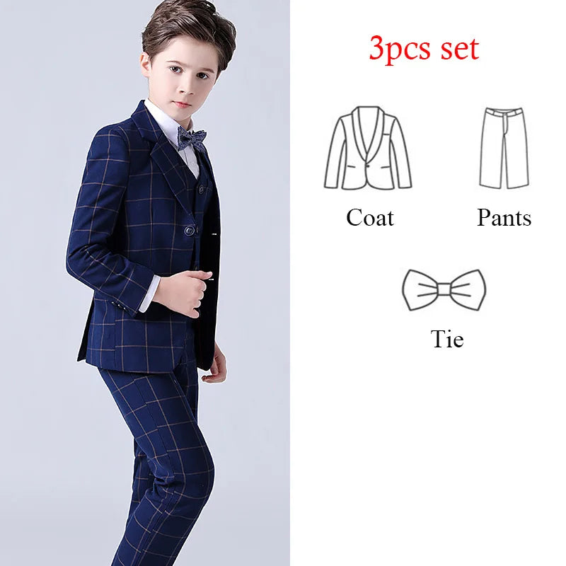 Children Boys Wedding Suit Spring Autumn 1-14 Years Teenager Kids Suits Outfits Set Formal Elegant Suits For Children