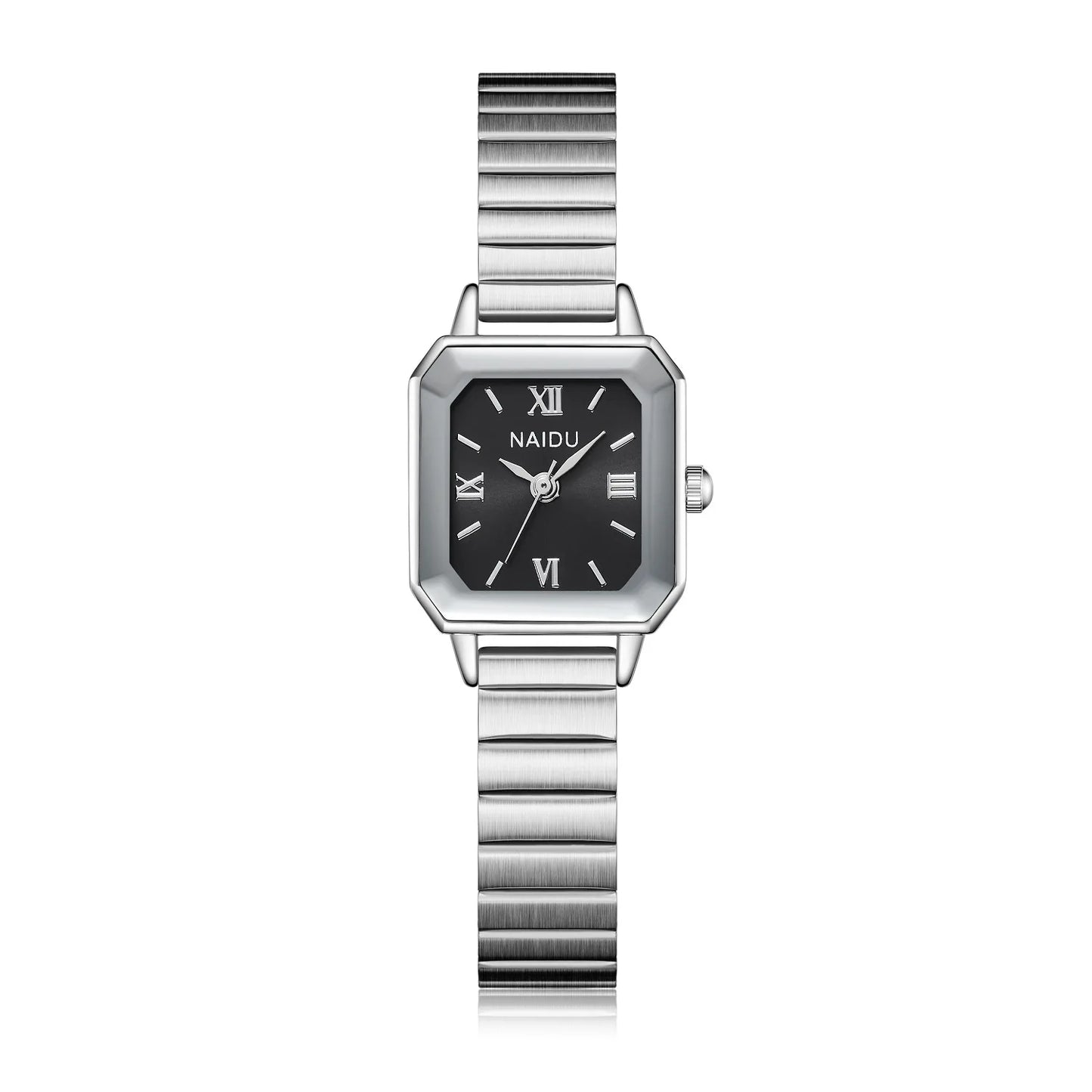 A small, exquisite and light luxury watch with a steel band for women, exuding a sense of artistic, niche and high-end style