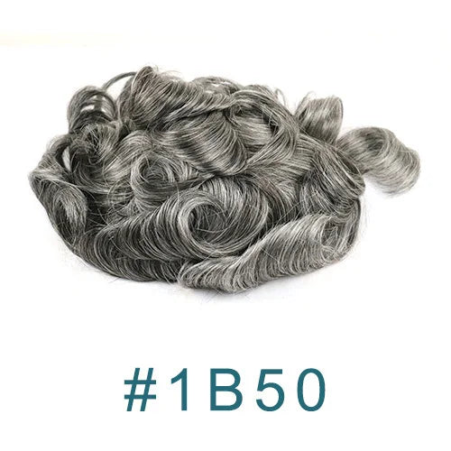 100% Human Hair 80Density Natural Hairline 0.02mm Full Skin Base Men Toupee #1B80 #60R Capillary Prosthesis System Man Hairpiece