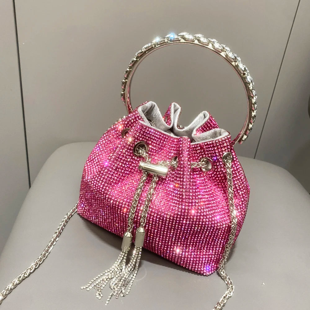 purses and handbags bags for women luxury Designer bucket clutch purse evening banquet bag Crystal rhinestone shoulder bags