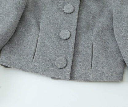 Women Suit 2025 Autumn Winter New Fashion Button Fur Decoration Jacket+Shorts Two-Piece Set Women Elegant Hight Street Suit