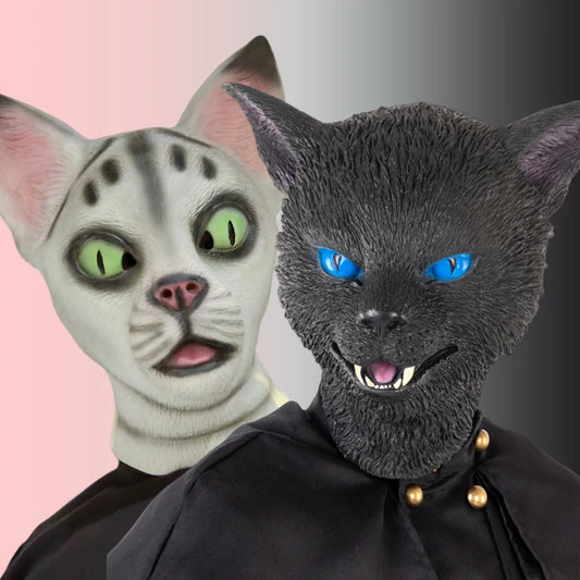 Realistic Full Head Black And White Cat Latex Mask Halloween Animal Cosplay Costume Headgear Carnival Accessory Prank Props Gift