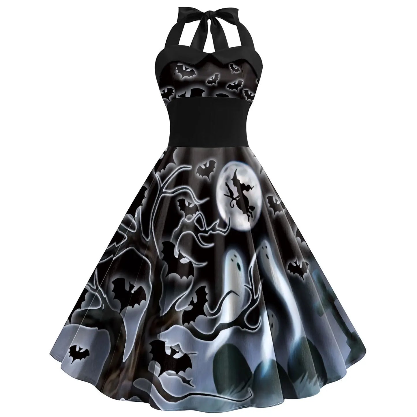 [You're My Secret] Vintage Dress Women 2023 Summer Sexy Print Halloween Party Dresses Vestidos Robe Pin Up Y2K Rockabilly Dress