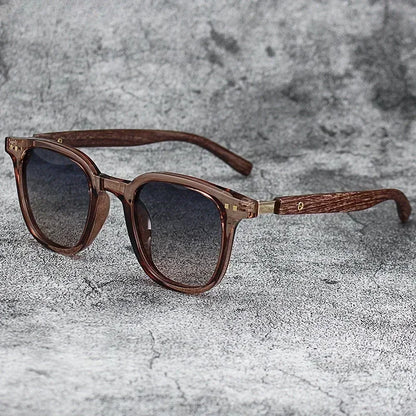 Sunglasses for Men Women Trendy Retro Wood Grain Polarized UV Protection Eyewear Cycling Outdoor Street Photography Sunglasses