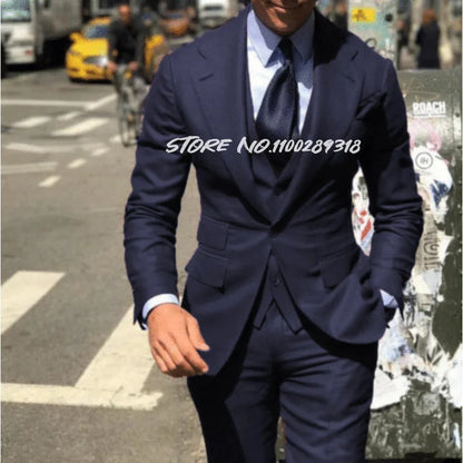 Classy Wedding Tuxedos Suits Slim Fit Suit For Men 3 Pieces Groomsmen Suit Formal Business Suit Costume Homme(Jacket+Vest+Pants)