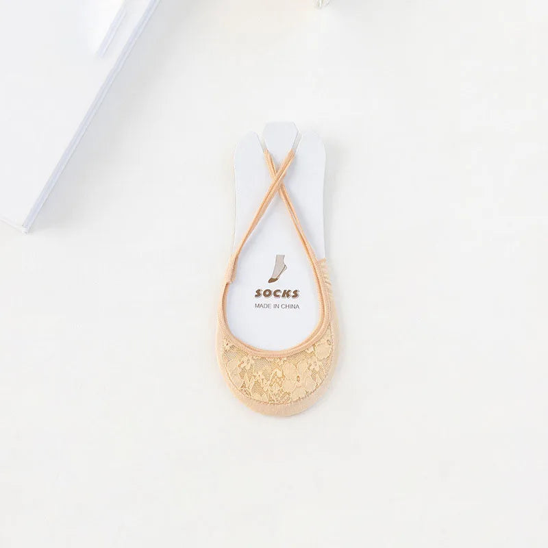 Transparent Lace Boat Socks Women's Summer Socks Ultra Thin Invisible Half Forefoot High Heels Invisible Socks Suspenders Design
