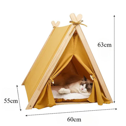 Pet Tent House Foldable and Removable Portable Comfortable and Breathable Cat House Stable Dog House with Thick Pad Pet Supplies