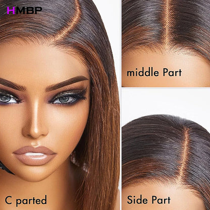 Bone Straight HD Lace Wig Human Hair 13x4 Lace Frontal Wig Brazilian Human Hair Bob 5x5 Closure Wigs Chocolate Brown 350 Density