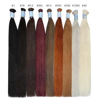 [NEW]Full Shine 100% Brazilian Human Hair Bulk Extensions Unprocessed Straight No Weft Hair for Braiding & Weaving Salon Quality