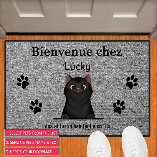 Bienvenue Chez Pet Home Doormat Personalized Dog Cat Mat Rug Hallway Doorway Floor Mats Carpet Home Decor Accessory