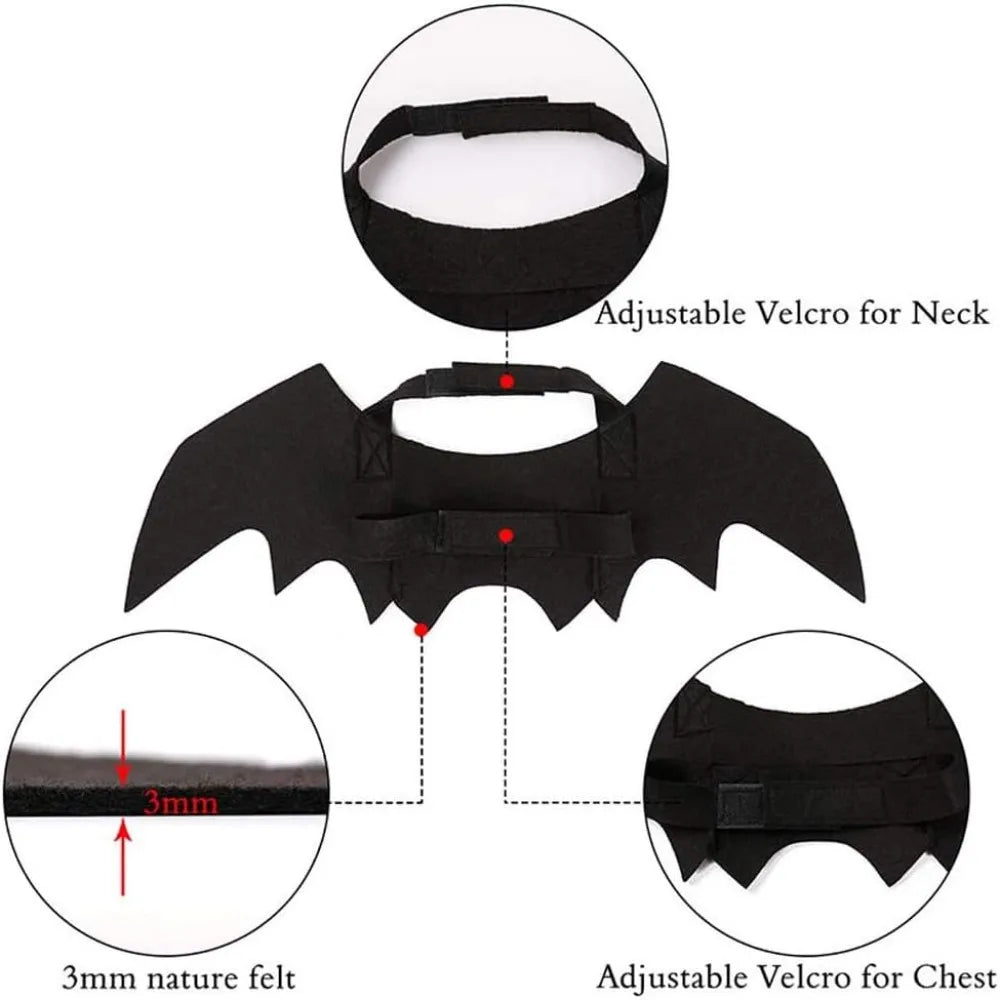 1 Pack Cat Costume Halloween Costume Bat Wings Pet Costume Halloween Party Dress Up Accessories for Cats, Small Dogs, Puppies