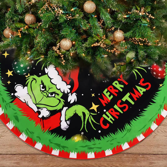 VIKAMA Christmas Tree Skirt Christmas Decorations Soft Red Green Christmas Decor Mat for Xmas Home Holiday Decorations