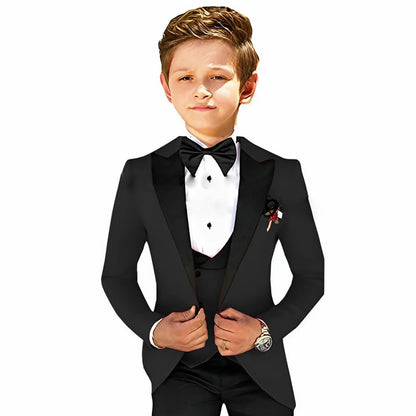 Boys Suit Wedding 3-Piece Party Dress Kids Splicing Lapel Jacket Pants Vest Blazer Slim Fit Complete Set of Clothes Tailored