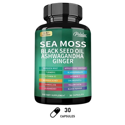 Sea Moss Supplement - Supports Thyroid Health, Anti-aging, Antioxidant, Improve Immunity, Detox, Beauty Health