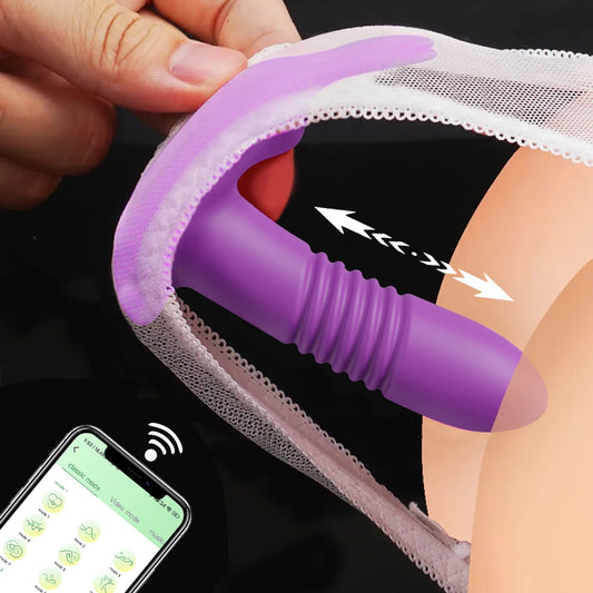 APP Thrusting Vibrator for Women Clitoris Stimulator Rotating Telescopic Wearable Dildo G Spot Massage Adult Sex Toy for Women
