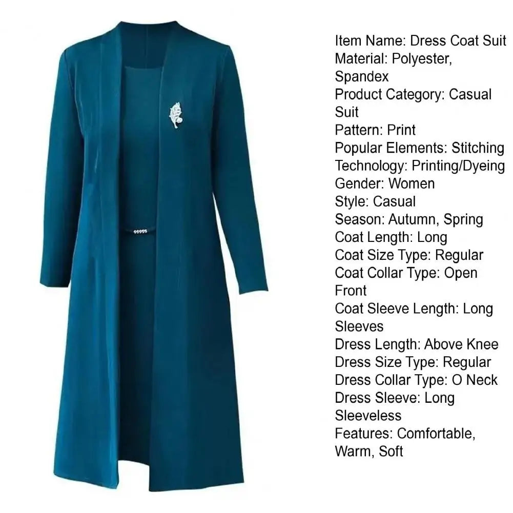 Women s Office Suit Fashion suit Simple Solid 2025 Spring Summer Open Front Long Cardigan Top Dress 2 Piece Set Blazer