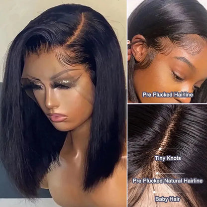 Bone Straight Bob Wig Lace Front Human Hair Wigs For Women Short Bob Wig side part Lace Frontal Wig Brazilian Human Hair 180%
