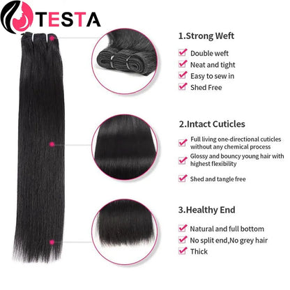 Bone Straight Double Drawn Raw Vietnamese Hair Bundles 15A Virgin Unprocessed Original Human Hair Bundles Thick Ends Extensions