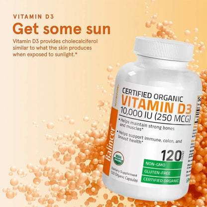 Vitamin D3 10,000iu (250 Mcg) Supplement, Immune Support, Healthy Muscle Function and Bone Health - Non-GMO, 30/60/120 Capsules