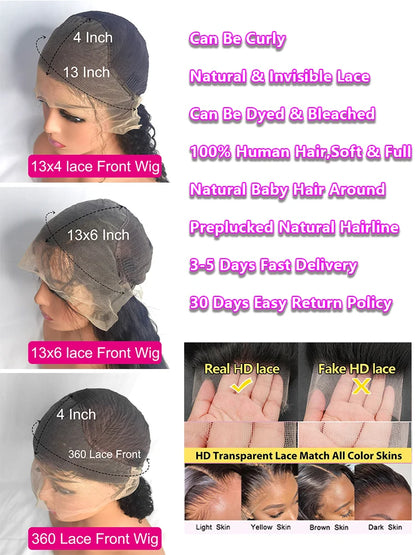 30 40 Inch Bone Straight Human Hair Lace Frontal Wigs Brazilian 13x4 13x6 Lace Front Human Hair Wigs For Women Pre Plucked 200%