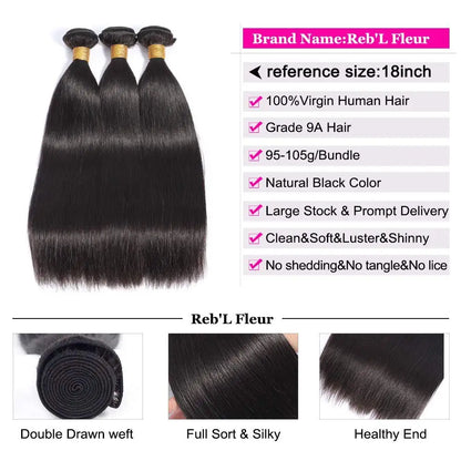 Bone straight Human Hair Bundles #1B Colored Bundles Human Hair 1/3/4 Bundle Deals Tissage Human Hair Extentions Remy Raw Hair