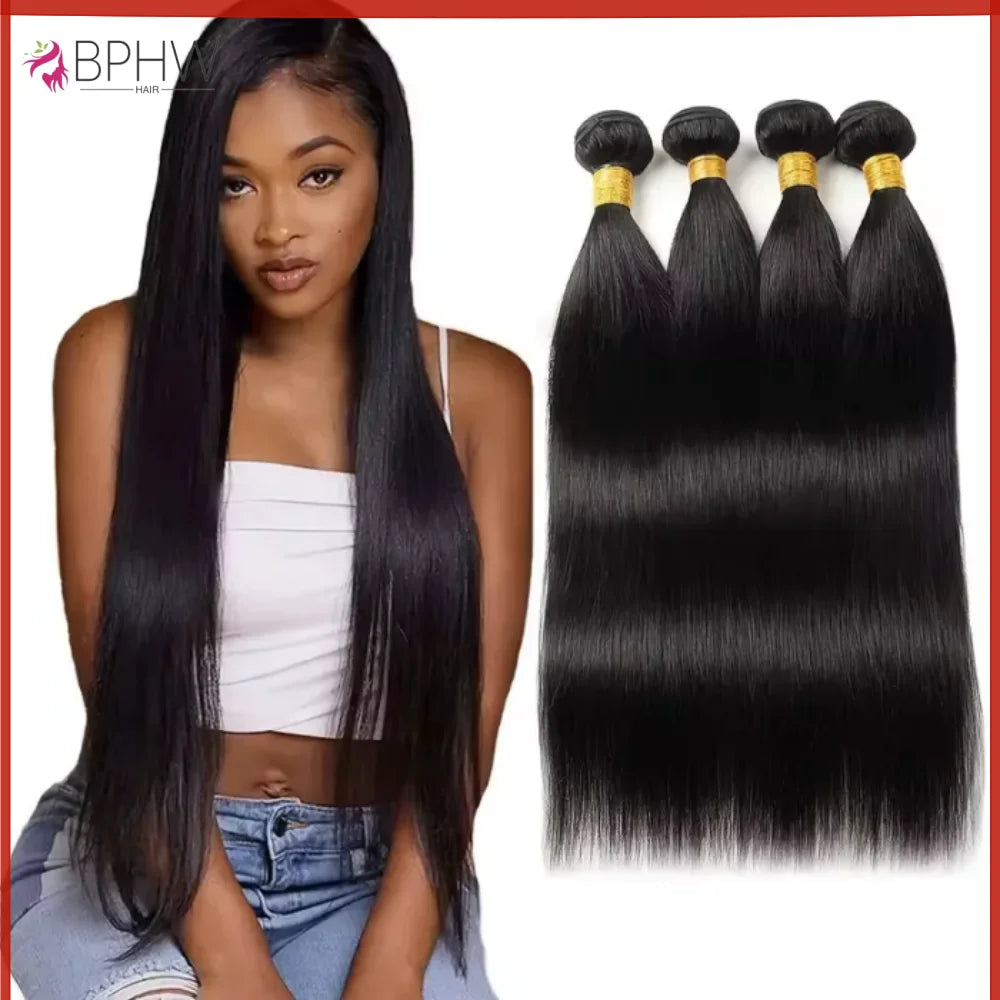 12A Brazilian Straight Human Hair Bundles Deal 100% Unprocessed Virgin Human Hair Extensions Natural Color 1/3/4 Bundles on Sale