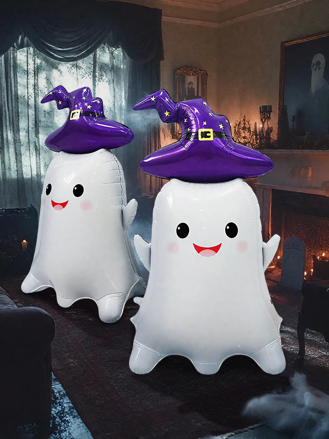 1pc/2pcs ghost aluminum foil balloons, suitable for Halloween party, ghost party, Halloween atmosphere decoration supplies