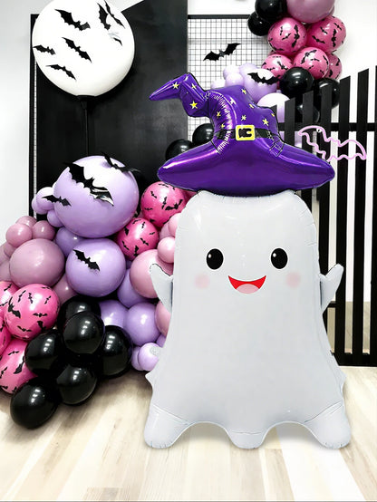 1pc/2pcs ghost aluminum foil balloons, suitable for Halloween party, ghost party, Halloween atmosphere decoration supplies