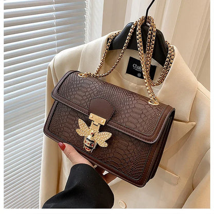 2025 Spring-Summer New Women's Bag - Fashion Designer Foreign Style, Chain Shoulder, Retro Messenger Small Square Bag