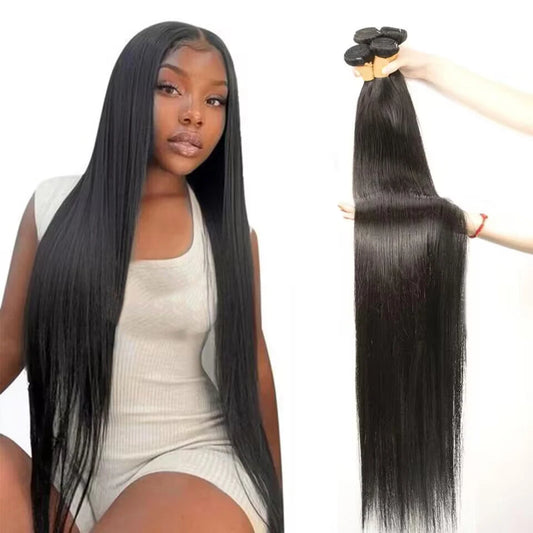 28 30 32 34 36 38 40 Inch Brazilian Hair Straight Hair Bundles 100% Natural Human Hair Bundles Double Wefts Remy Hair Extensions