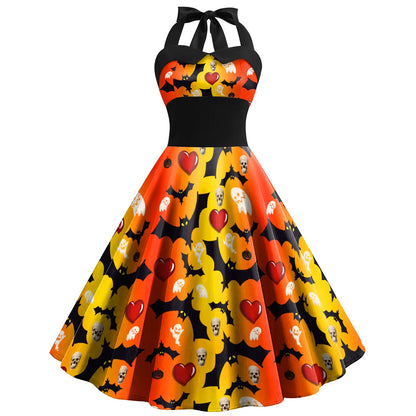 [You're My Secret] Vintage Dress Women 2023 Summer Sexy Print Halloween Party Dresses Vestidos Robe Pin Up Y2K Rockabilly Dress