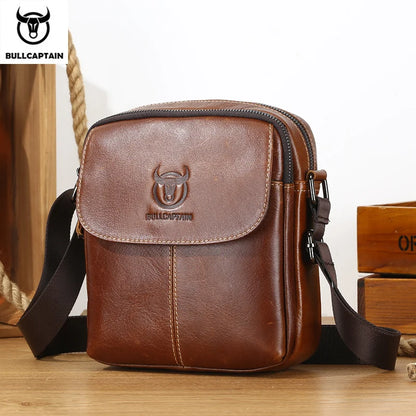 BULLCAPTAIN Leather Men's Messenger Bag Business Shoulder Bags Suitable For 7.9 Inch Ipad Mini High Quality Male Crossbody Bages