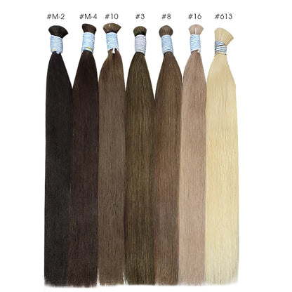 [NEW]Full Shine 100% Brazilian Human Hair Bulk Extensions Unprocessed Straight No Weft Hair for Braiding & Weaving Salon Quality