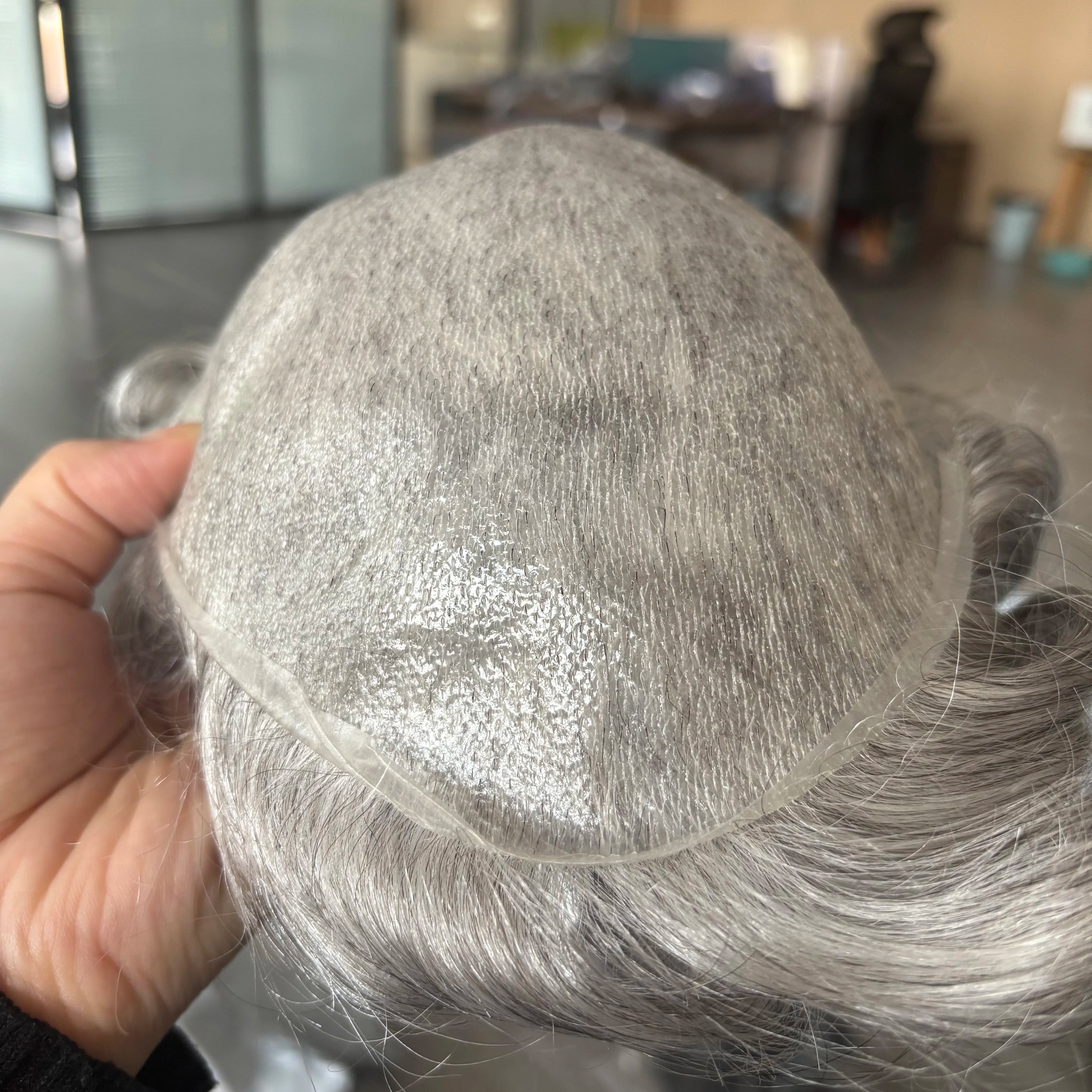 100% Human Hair 80Density Natural Hairline 0.02mm Full Skin Base Men Toupee #1B80 #60R Capillary Prosthesis System Man Hairpiece
