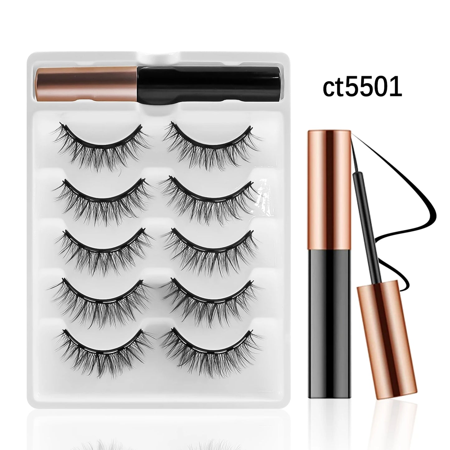REDSIREN Natural Magnetic Lashes Makeup 1/5Pairs Reusable Magnetic False Eyelashes and Eyeliner Kit