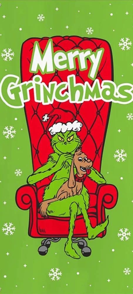 Christmas Green Haired Monster Door Cover Background Cloth Banner Christmas Party Scene Decoration Door Cover